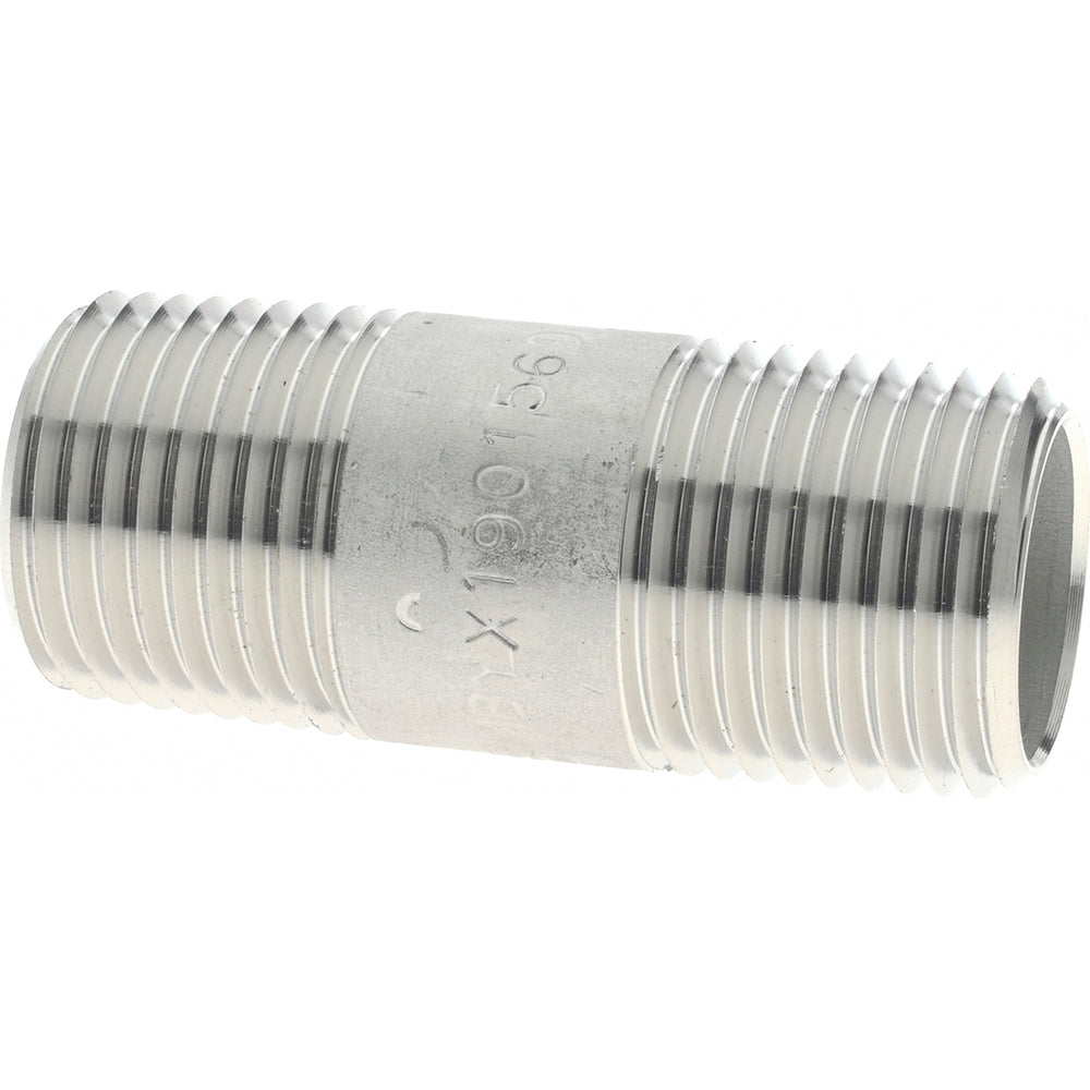 Merit Brass 4008-200 Stainless Steel Pipe Nipple 1/2" Pipe, Grade 304 & 304L