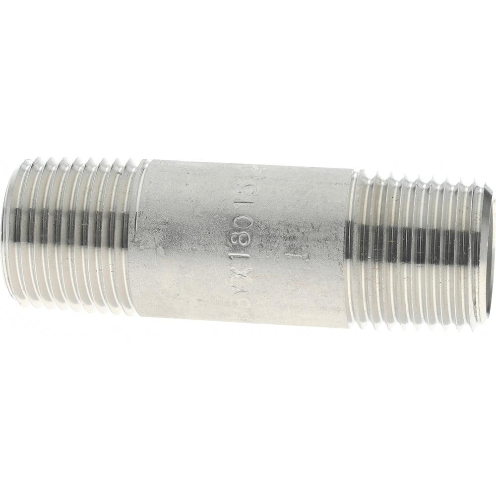 Merit Brass 4008-250 Stainless Steel Pipe Nipple 1/2" Pipe, Grade 304 & 304L