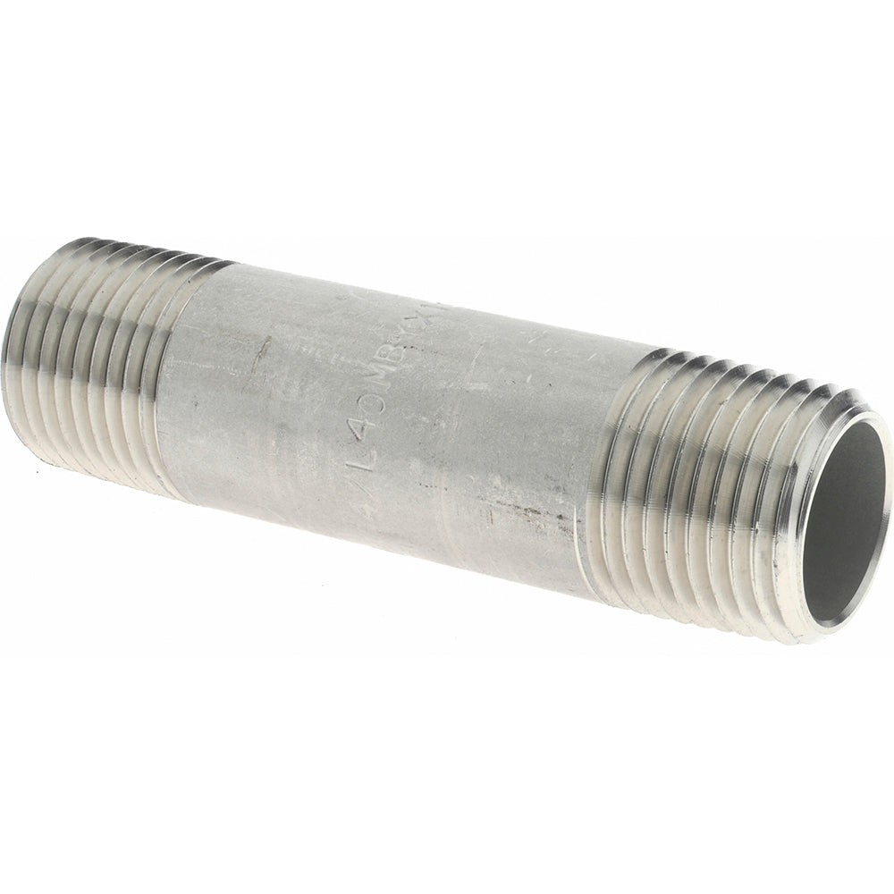 Merit Brass 4008-300 Stainless Steel Pipe Nipple 1/2" Pipe, Grade 304 & 304L