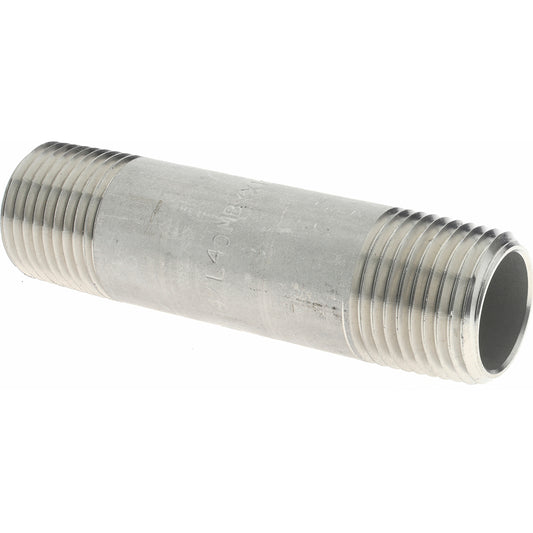 Merit Brass 4008-300 Stainless Steel Pipe Nipple 1/2" Pipe, Grade 304 & 304L