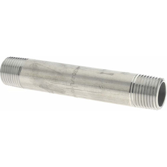 Merit Brass 4008-450 Stainless Steel Pipe Nipple 1/2" Pipe, Grade 304 & 304L