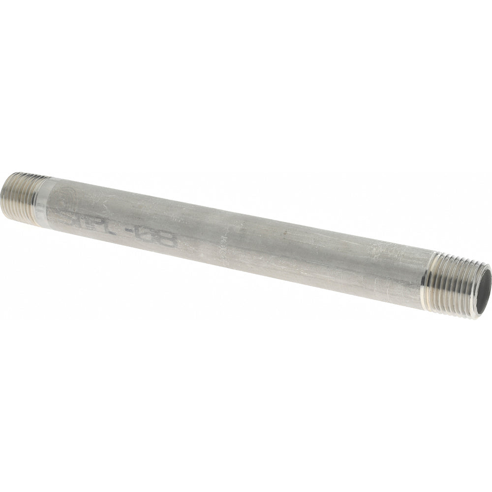 Merit Brass 4008-800 Stainless Steel Pipe Nipple 1/2" Pipe, Grade 304 & 304L
