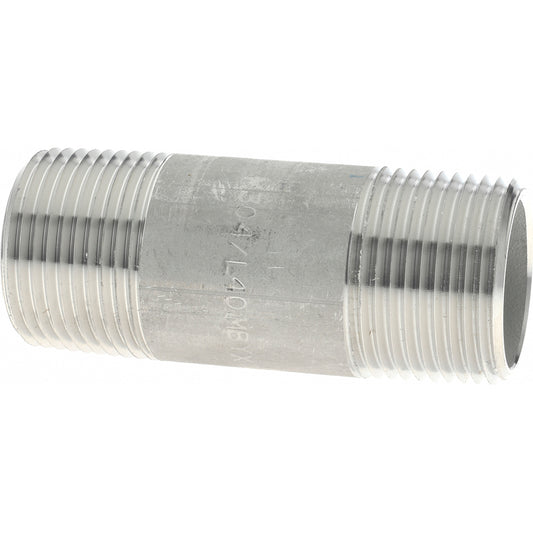 Merit Brass 4012-250 Stainless Steel Pipe Nipple 3/4" Pipe, Grade 304 & 304L