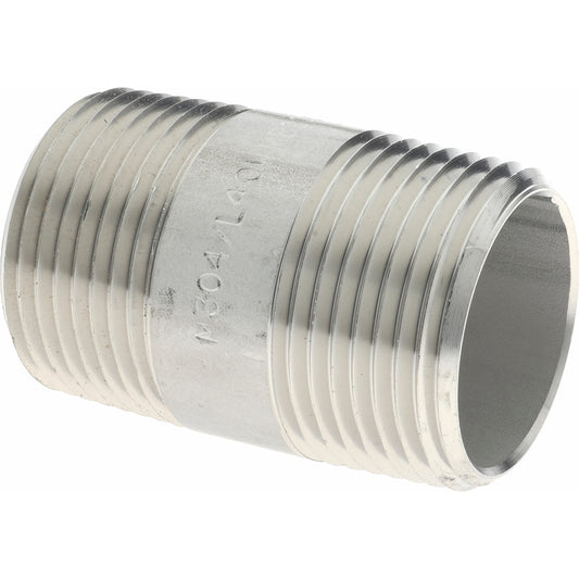 Merit Brass 4016-200 Stainless Steel Pipe Nipple 1" Pipe, Grade 304 & 304L