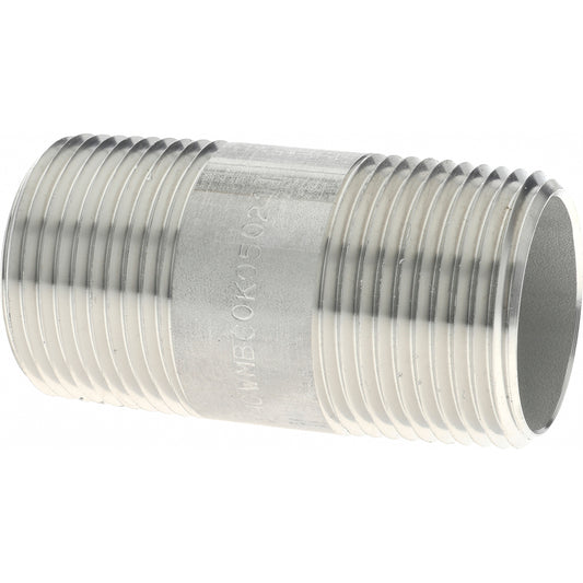 Merit Brass 4016-250 Stainless Steel Pipe Nipple 1" Pipe, Grade 304 & 304L