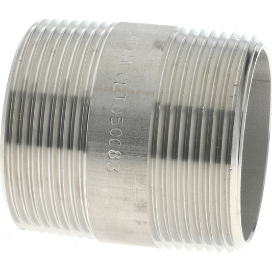 Merit Brass 4024-200 Stainless Steel Pipe Nipple 1-1/2" Pipe, Grade 304 & 304L