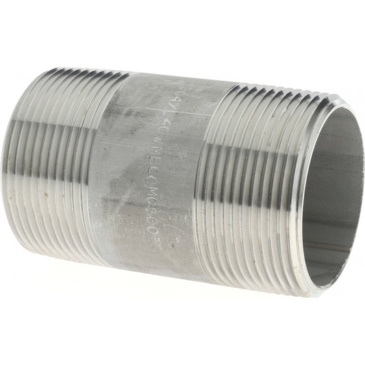 Merit Brass 4024-300 Stainless Steel Pipe Nipple 1-1/2" Pipe, Grade 304 & 304L