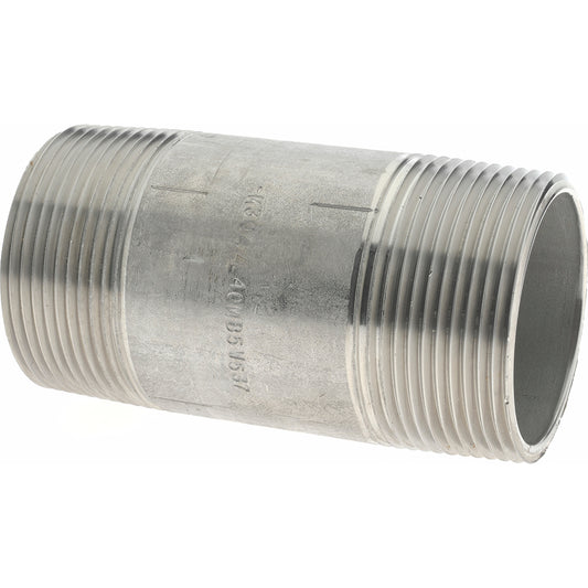 Merit Brass 4024-350 Stainless Steel Pipe Nipple 1-1/2" Pipe, Grade 304 & 304L