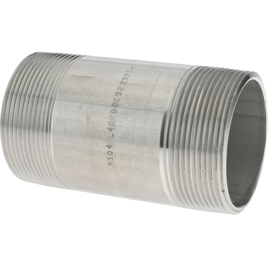 Merit Brass 4032-400 Stainless Steel Pipe Nipple 2" Pipe, Grade 304 & 304L