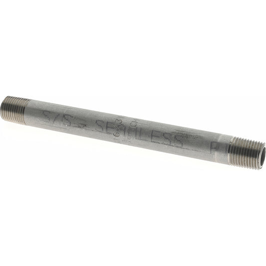 Merit Brass 6002-400 Stainless Steel Pipe Nipple 1/8" Pipe, Grade 316 & 316L