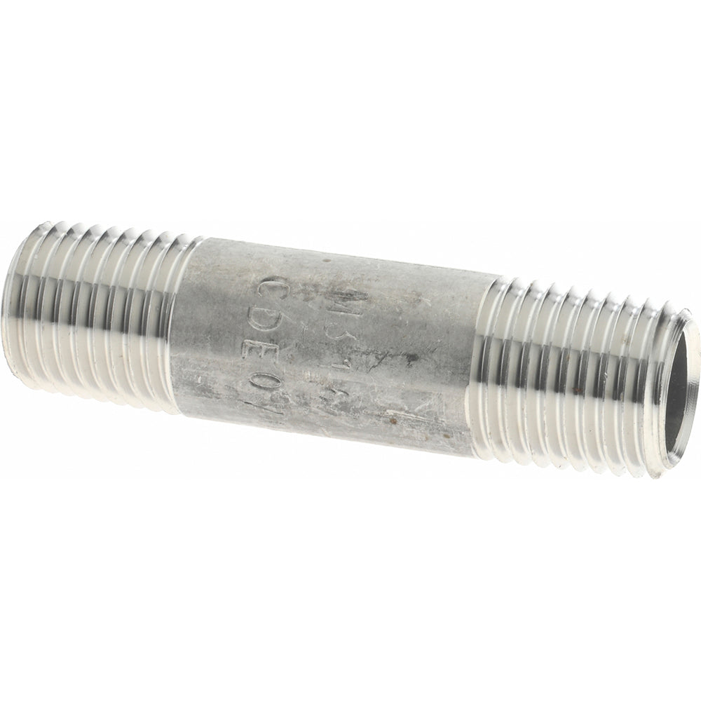 Merit Brass 6004-200 Stainless Steel Pipe Nipple 1/4" Pipe, Grade 316 & 316L