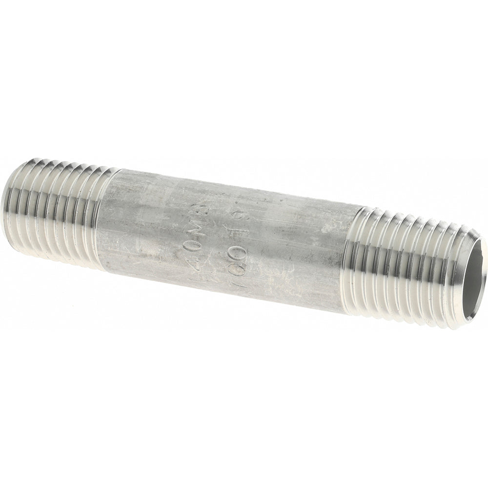 Merit Brass 6004-250 Stainless Steel Pipe Nipple 1/4" Pipe, Grade 316 & 316L