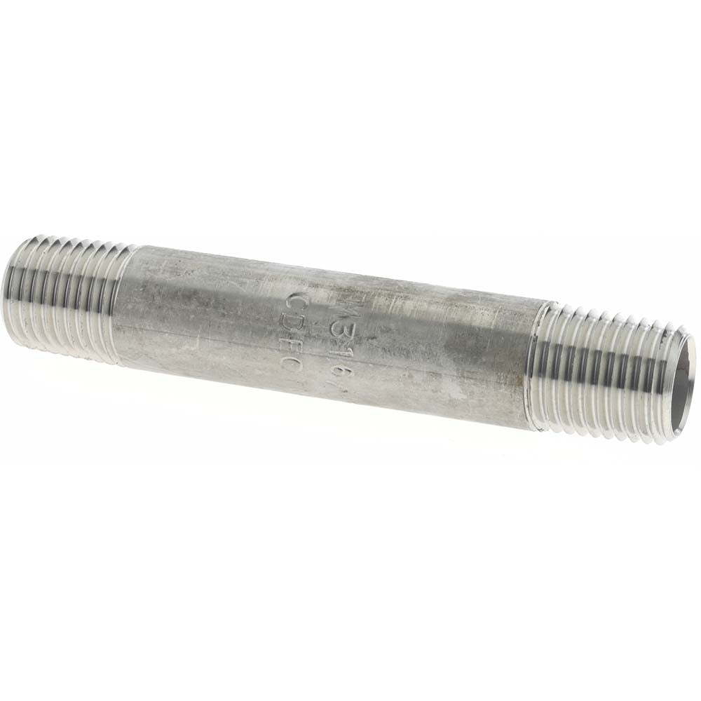 Merit Brass 6004-300 Stainless Steel Pipe Nipple 1/4" Pipe, Grade 316 & 316L