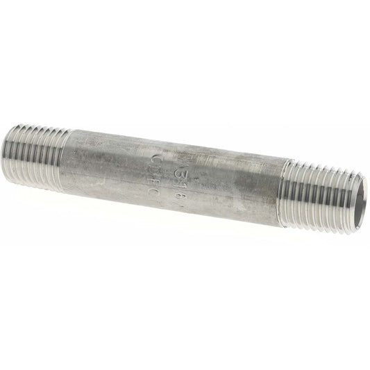 Merit Brass 6004-300 Stainless Steel Pipe Nipple 1/4" Pipe, Grade 316 & 316L