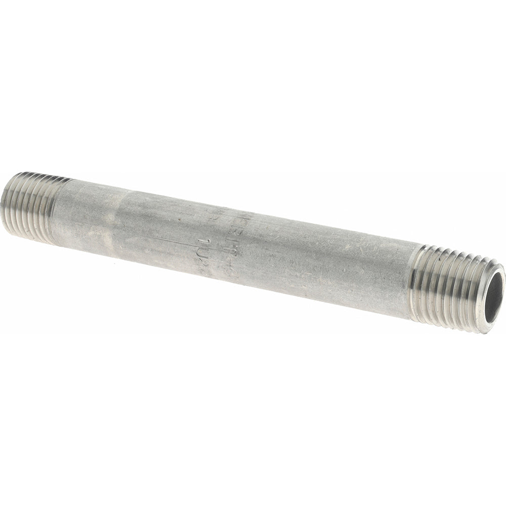 Merit Brass 6004-400 Stainless Steel Pipe Nipple 1/4" Pipe, Grade 316 & 316L