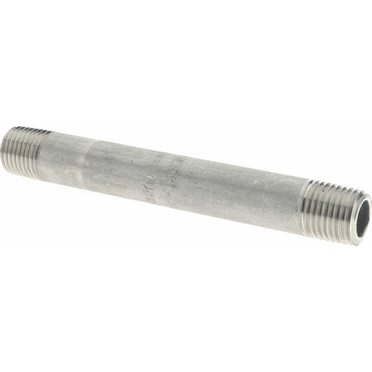 Merit Brass 6004-400 Stainless Steel Pipe Nipple 1/4" Pipe, Grade 316 & 316L