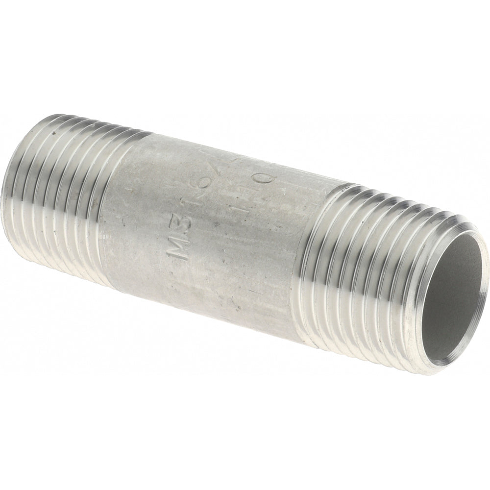 Merit Brass 6006-200 Stainless Steel Pipe Nipple 3/8" Pipe, Grade 316 & 316L