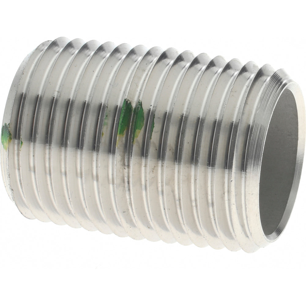 Merit Brass 6008-001 Stainless Steel Pipe Nipple 1/2" Pipe, Grade 316 & 316L