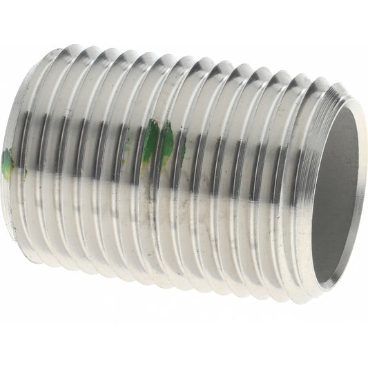 Merit Brass 6008-001 Stainless Steel Pipe Nipple 1/2" Pipe, Grade 316 & 316L