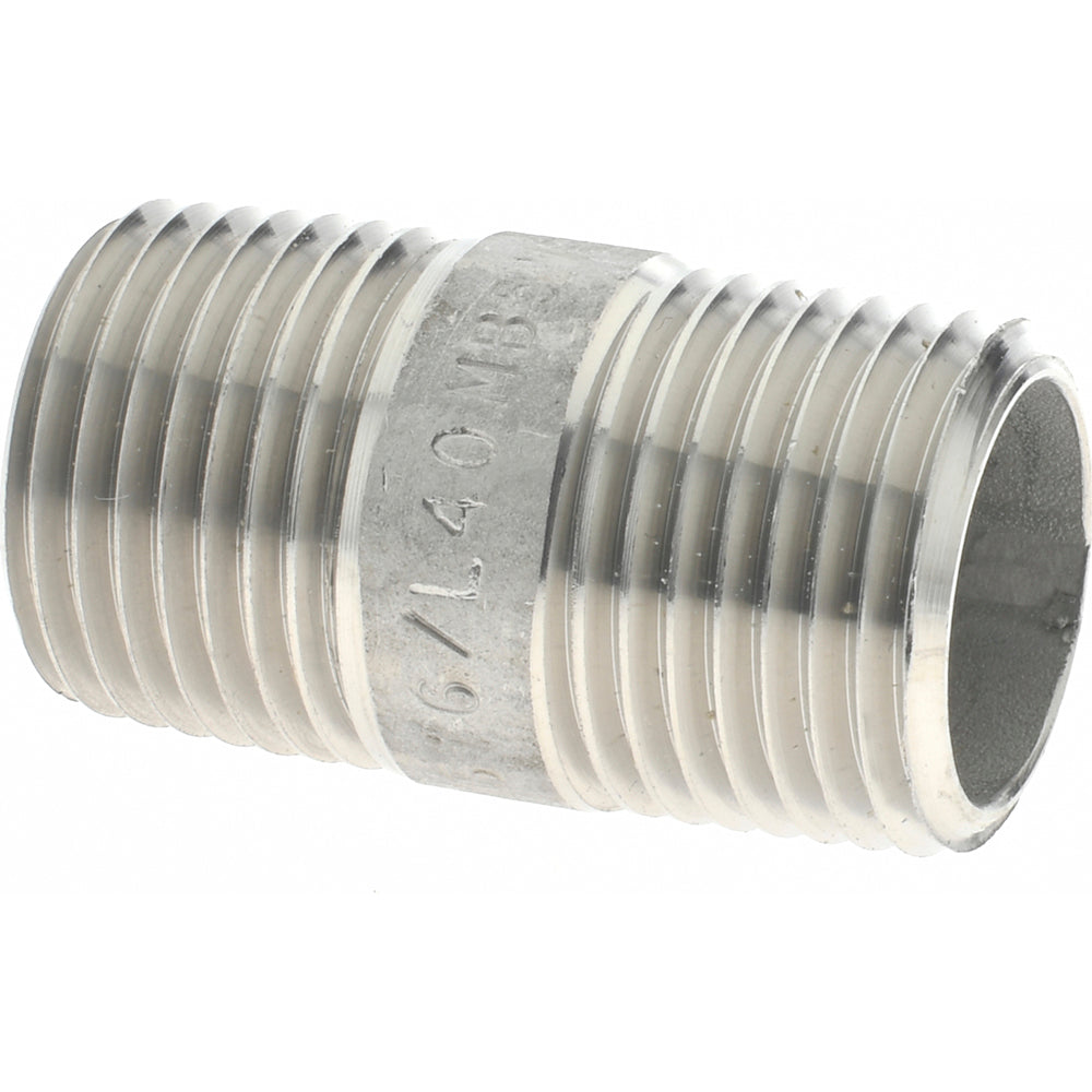 Merit Brass 6008-150 Stainless Steel Pipe Nipple 1/2" Pipe, Grade 316 & 316L
