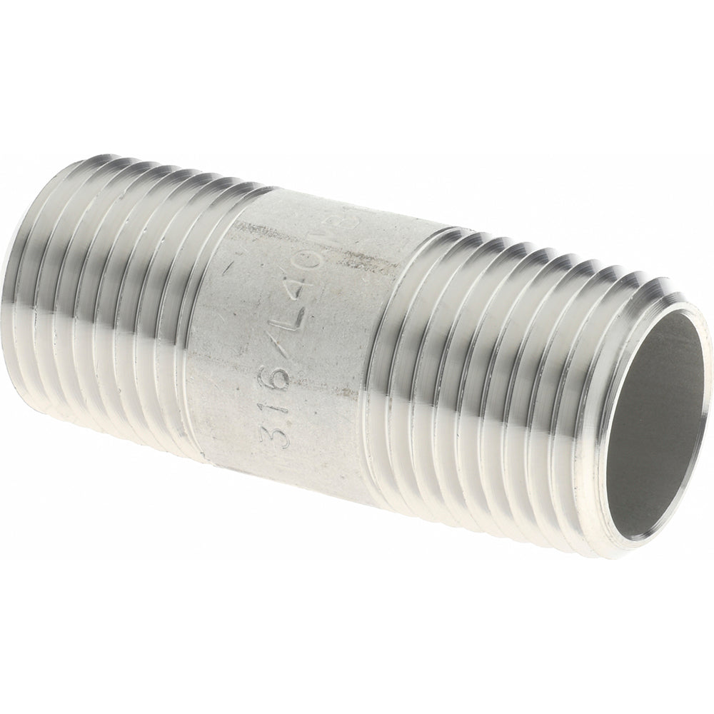 Merit Brass 6008-200 Stainless Steel Pipe Nipple 1/2" Pipe, Grade 316 & 316L