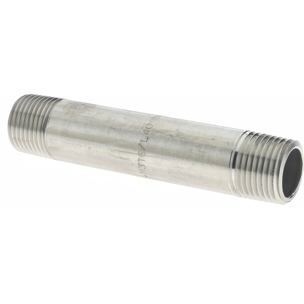 Merit Brass 6008-400 Stainless Steel Pipe Nipple 1/2" Pipe, Grade 316 & 316L