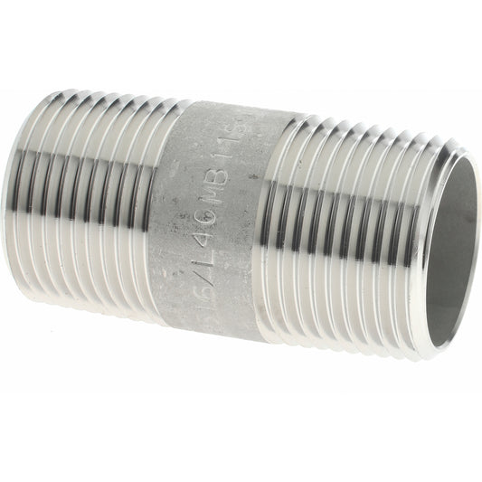 Merit Brass 6012-200 Stainless Steel Pipe Nipple 3/4" Pipe, Grade 316 & 316L