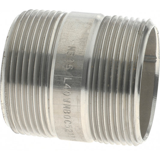 Merit Brass 6024-200 Stainless Steel Pipe Nipple 1-1/2" Pipe, Grade 316 & 316L