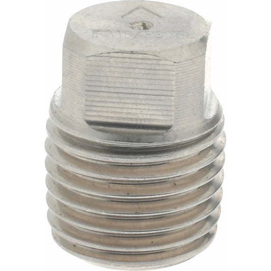 Merit Brass 3617DA-04 Pipe Square Head Plug 1/4", 316 & 316L Stainless Steel