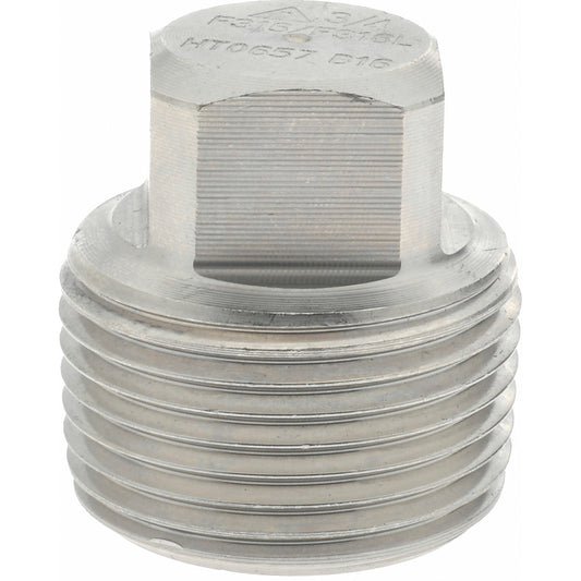 Merit Brass 3617D-12 Pipe Square Head Plug 3/4", 316 & 316L Stainless Steel