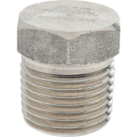 Merit Brass 3617HD-08 Pipe Hex Plug 1/2", 316 & 316L Stainless Steel
