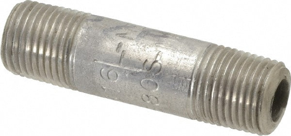 Merit Brass 6502-150 Stainless Steel Pipe Nipple 1/8" Pipe, Grade 316 & 316L
