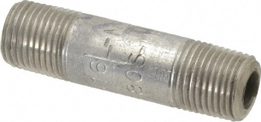 Merit Brass 6502-150 Stainless Steel Pipe Nipple 1/8" Pipe, Grade 316 & 316L