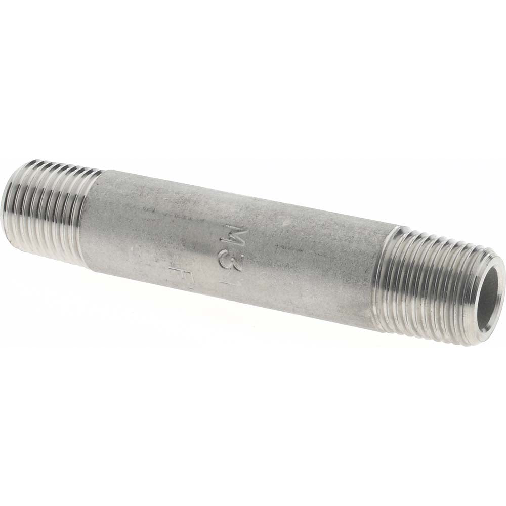 Merit Brass 6502-200 Stainless Steel Pipe Nipple 1/8" Pipe, Grade 316 & 316L
