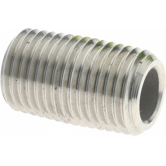 Merit Brass 6504-001 Stainless Steel Pipe Nipple 1/4" Pipe, Grade 316 & 316L