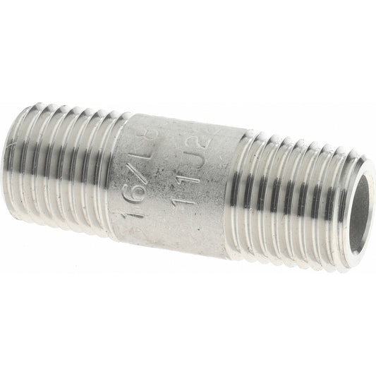 Merit Brass 6504-150 Stainless Steel Pipe Nipple 1/4" Pipe, Grade 316 & 316L