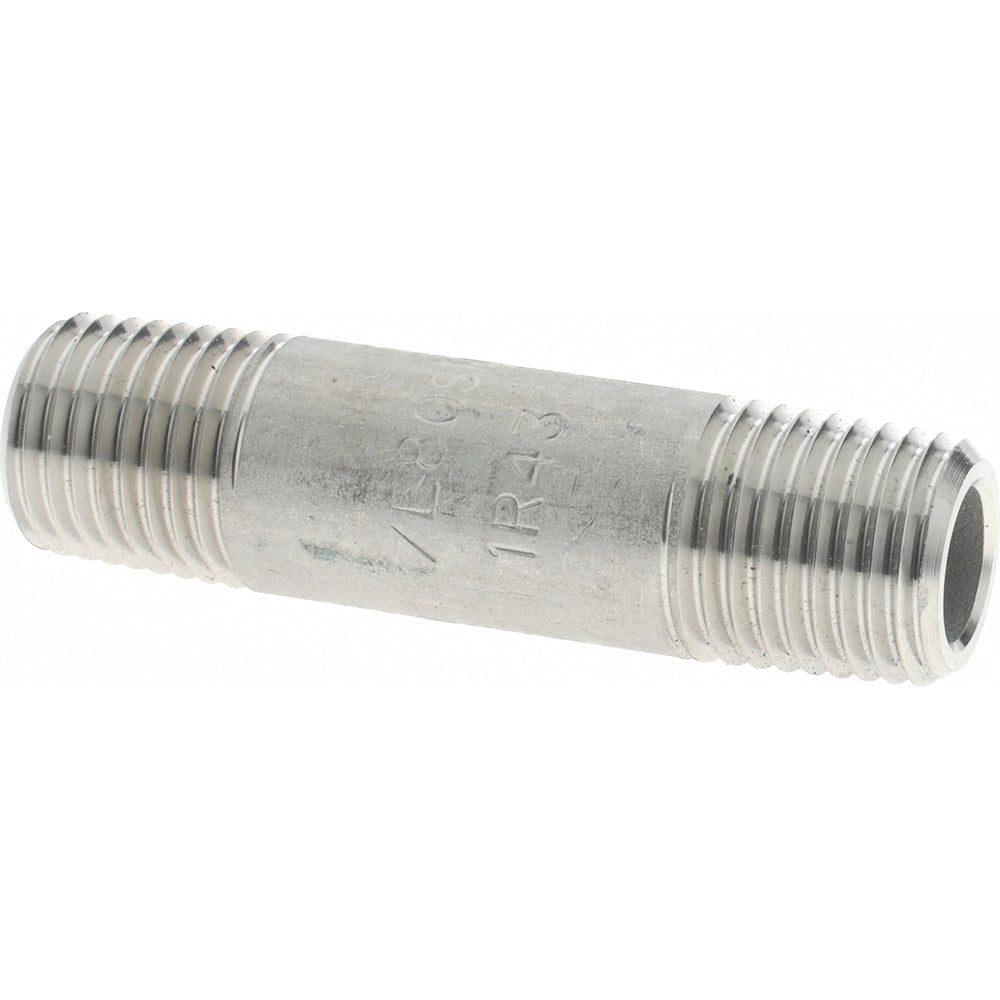 Merit Brass 6504-200 Stainless Steel Pipe Nipple 1/4" Pipe, Grade 316 & 316L