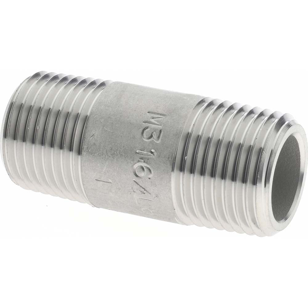 Merit Brass 6506-150 Stainless Steel Pipe Nipple 3/8" Pipe, Grade 316 & 316L