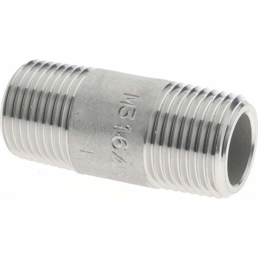 Merit Brass 6506-150 Stainless Steel Pipe Nipple 3/8" Pipe, Grade 316 & 316L
