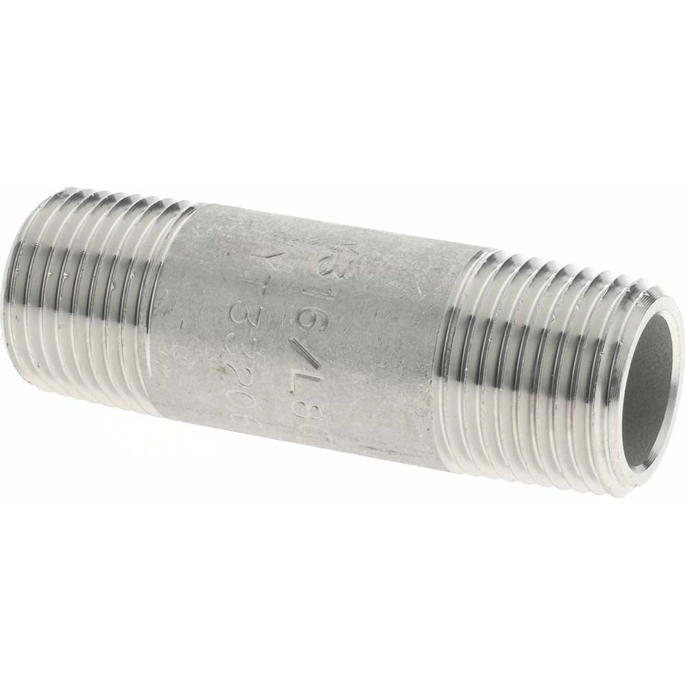 Merit Brass 6506-200 Stainless Steel Pipe Nipple 3/8" Pipe, Grade 316 & 316L