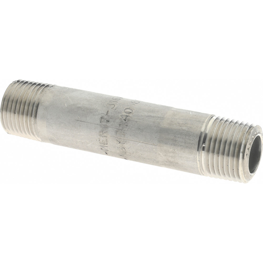 Merit Brass 6506-300 Stainless Steel Pipe Nipple 3/8" Pipe, Grade 316 & 316L