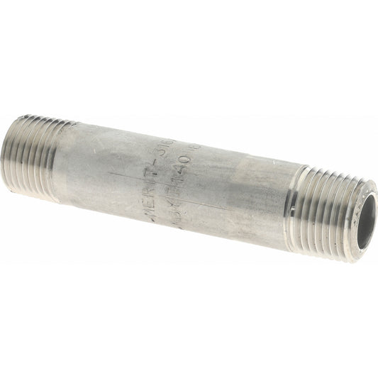 Merit Brass 6506-300 Stainless Steel Pipe Nipple 3/8" Pipe, Grade 316 & 316L