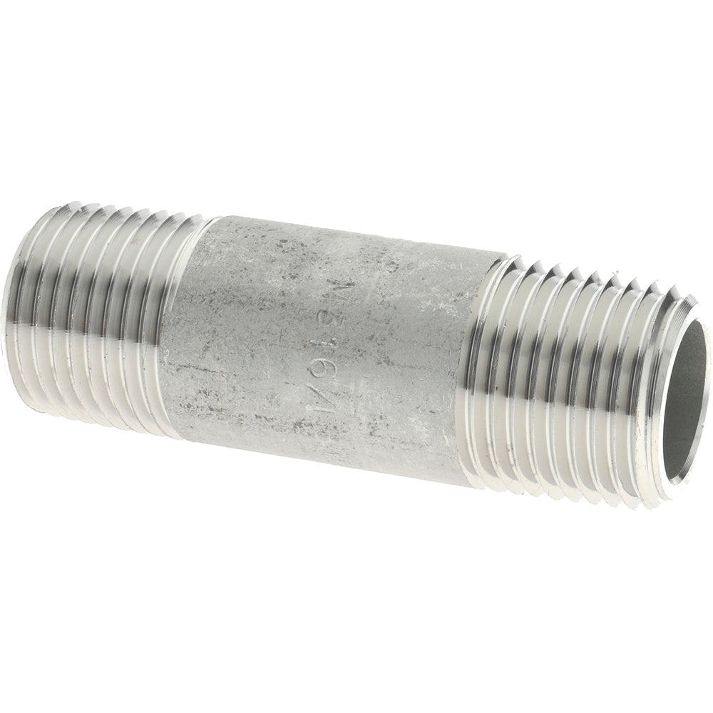 Merit Brass 6508-250 Stainless Steel Pipe Nipple 1/2" Pipe, Grade 316 & 316L