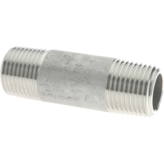 Merit Brass 6508-250 Stainless Steel Pipe Nipple 1/2" Pipe, Grade 316 & 316L