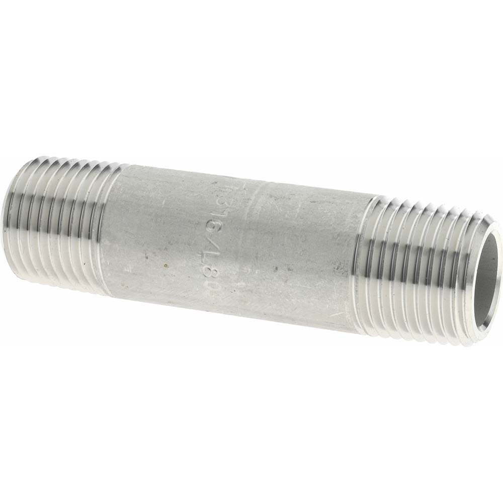 Merit Brass 6508-300 Stainless Steel Pipe Nipple 1/2" Pipe, Grade 316 & 316L