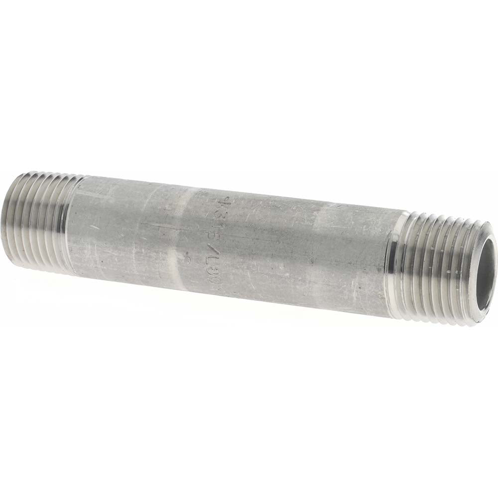 Merit Brass 6508-400 Stainless Steel Pipe Nipple 1/2" Pipe, Grade 316 & 316L