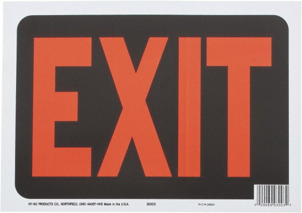 Hy-Ko Products Company 3003 Warning & Safety Reminder Sign Rectangle, "EXIT"