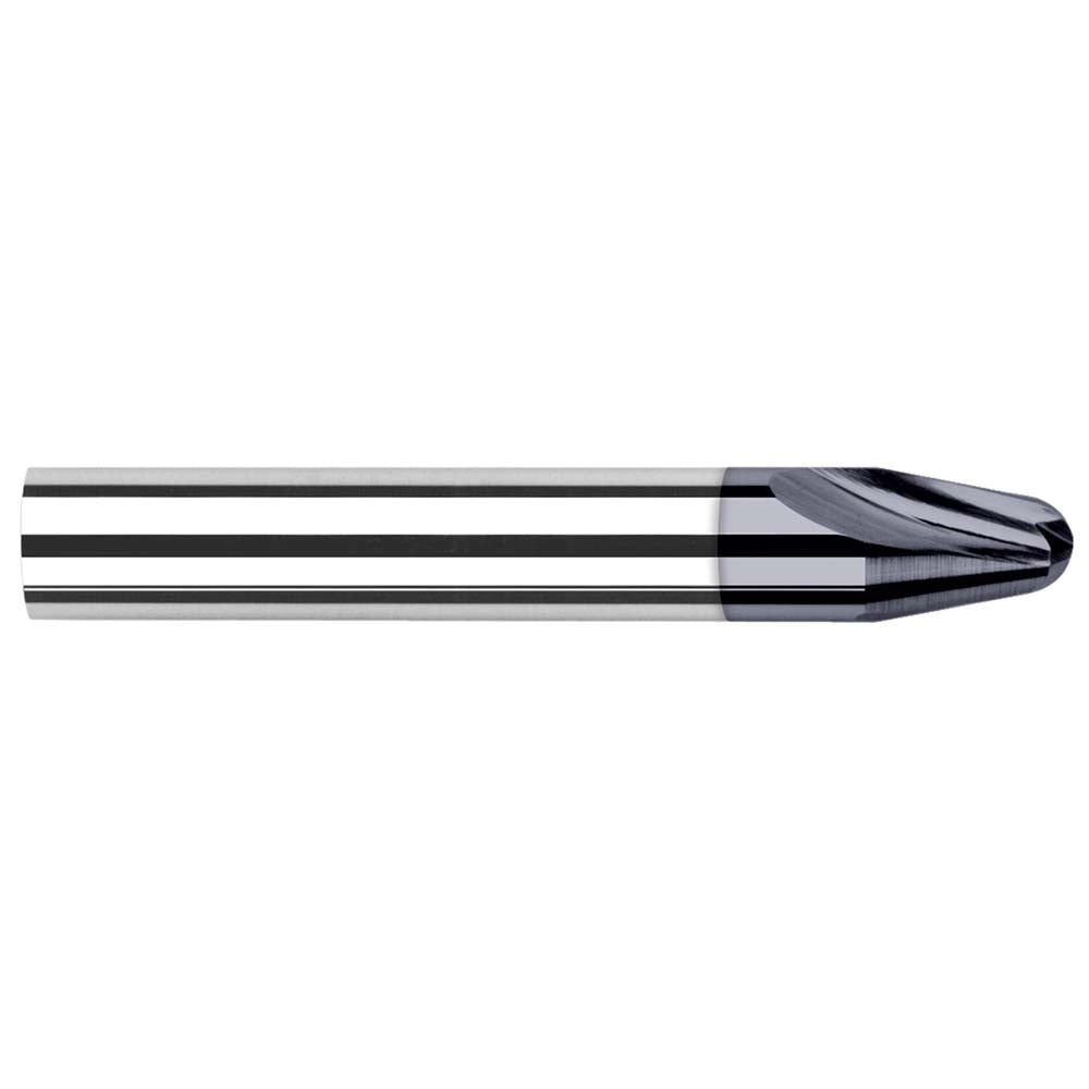 Harvey Tool 934550-C3 Tapered End Mill 30 deg Angle per Side, 0.0100" Small Dia, 4.00 mm LOC, 2 Flute, Solid Carbide, Ball End
