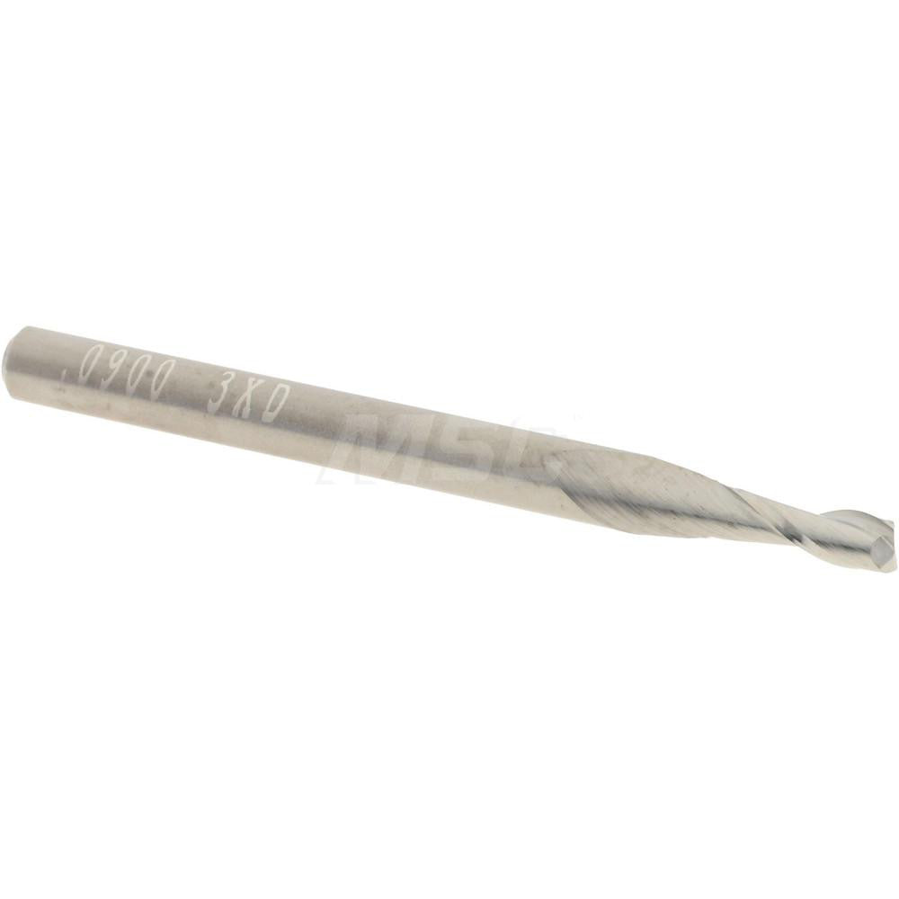 Accupro 12462550 Square End Mill 0.09" Dia, 17/64" LOC, 2 Flutes, Solid Carbide