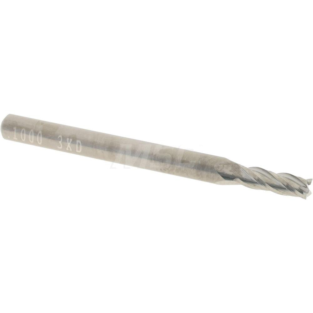Accupro 12276877 Square End Mill 0.1" Dia, 19/64" LOC, 4 Flutes, Solid Carbide